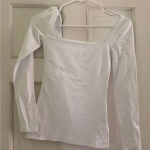 Aritzia White Long Sleeve Square Neck Top NWT